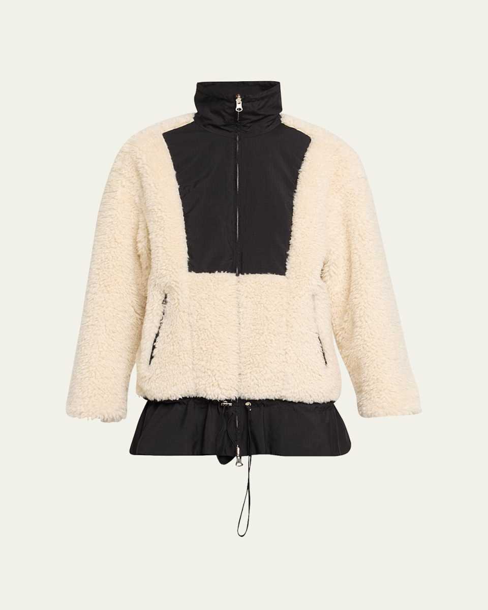 Flounce-Hem Sherpa Jacket